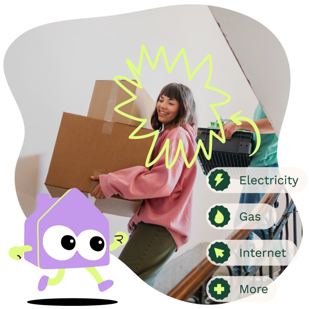 Woman smiling moving boxes